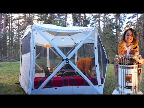 YENİ ALTIGEN ÇADIRIMIZLA SOĞUK HAVADA KAMP KAMP VİDEOLARI