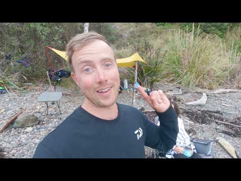 Camping Catching Our Food at a Wild Remote Beach