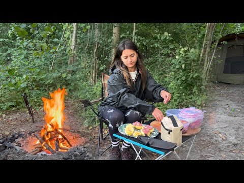 Girl Solo Сamping Night in the woods Camping with a Girl in
