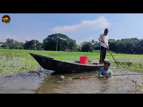 Amazing Village Expert Boy Fly Fishing With Boat In Flood