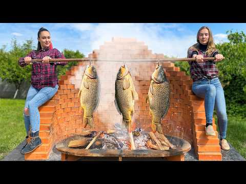 Country Dinner Of Carp Cooked Over A Fire It Always Tastes