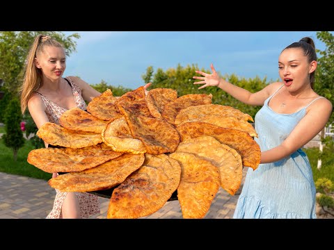 Cooking Homemade Chebureks with Meat and Cheese Crispy and