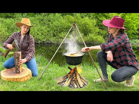 Relaxing Lunch in the Wilderness Delicious Shish Kebab and