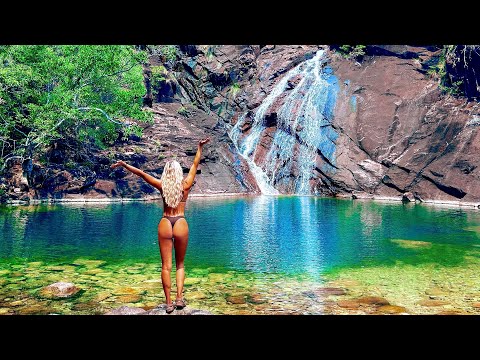 TROPICAL ISLAND CAMPING WATERFALLS SPEARING absolute