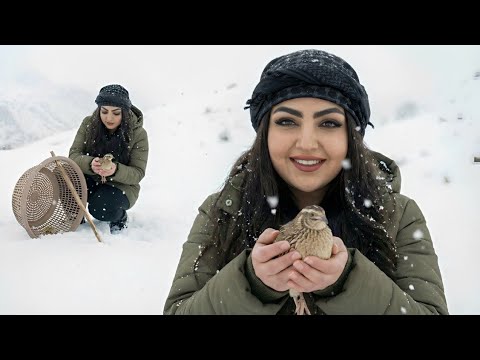 Live Partridge Hunting in Snowy Mountains outdoor cooking