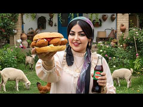 Rural life with cooking the most famous Iranian sandwich
