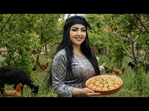 Cooking Baklava a Popular Iranian Sweet Rural Life