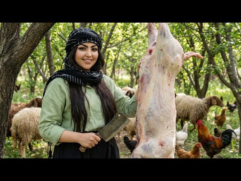 Fresh Lamb Kebab on a Beautiful Day in Rural Life village