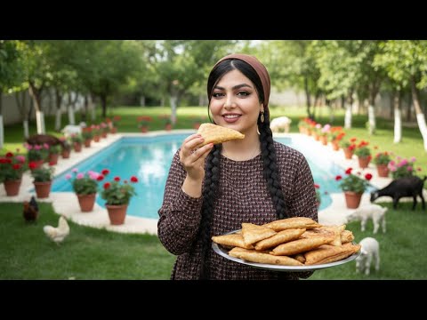 Rural Life Cooking a Popular Iranian Dish Samosa