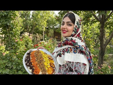 good feeling of rural life with cooking popular Iranian dish