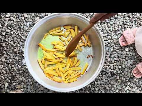 Village life and cooking Delicious food with chicken