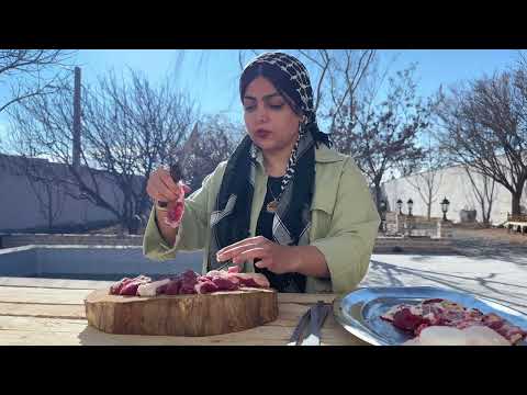 Fresh Lamb Kebab on a Beautiful Day in Rural Life village