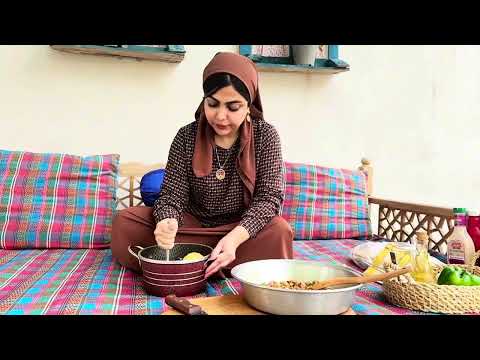 Rural Life Cooking a Popular Iranian Dish Samosa