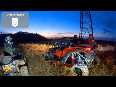 Night Ride 50 ATVs UTVs On A Difficult Trail Ride