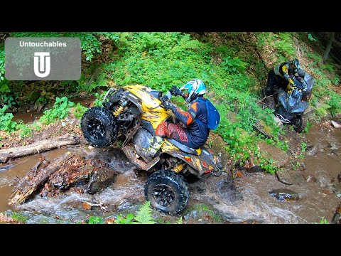 ATV Hard Enduro Challenge Flat Tire Big Rocks Fallen Trees