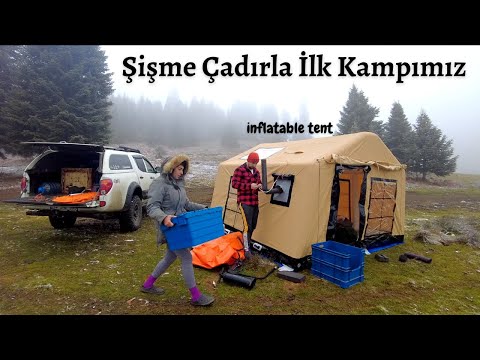 Kasım Ayında Bolu Bizi Karla Karşıladı Şişme Çadırla İlk