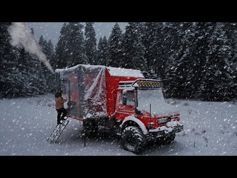 YOĞUN KAR YAĞIŞINDA SOBALI KARAVAN KAMPI