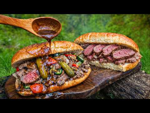 Cooking a Chicago Style Italian Beef Sandwich in the Wild