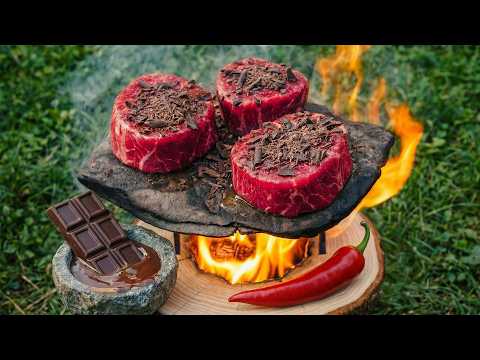 Wild Forest Steak Open Fire Stone Cooking Experience
