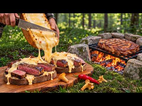 Outdoor Cooking Giant Ribeye Melting Cheese Wheel