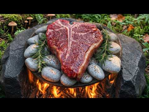 Florentine Beefsteak Cooked on Stones in the Forest
