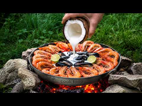 Authentic Brazilian Seafood Stew Cooked Over Campfire