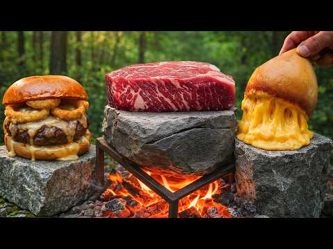 Cooking the Perfect Tomahawk Steak on a Heated Forest Rock