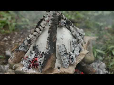Cooking Whole Chicken in Salt and Fire Rustic Campfire