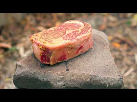 Cooking the Perfect Tomahawk Steak on a Heated Forest Rock
