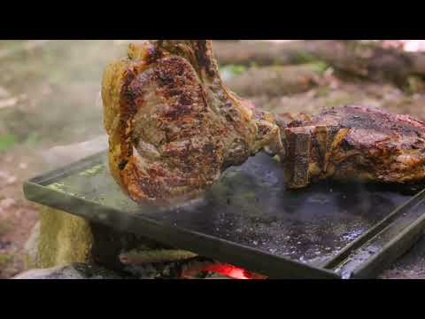 Melting Tomahawk Steaks in Boiling Butter by the Fire