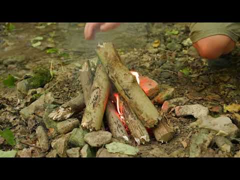 Rustic Open Fire Roast in Foraged Leaves Bushcraft Cooking