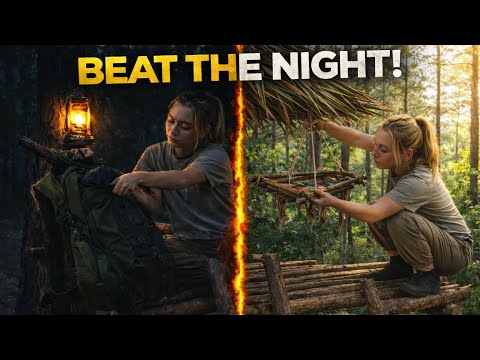 Bushcraft Survival Tree Shelter Fire Night Alone