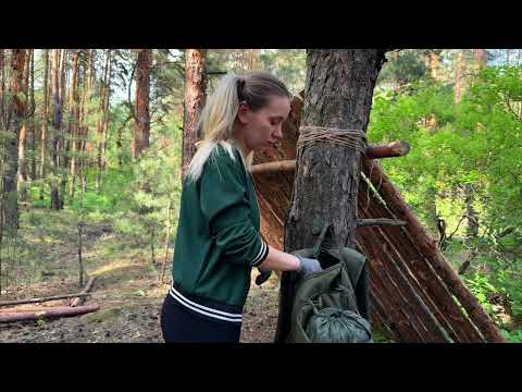 Forest Bushcraft Shelter Building Animal Encounter