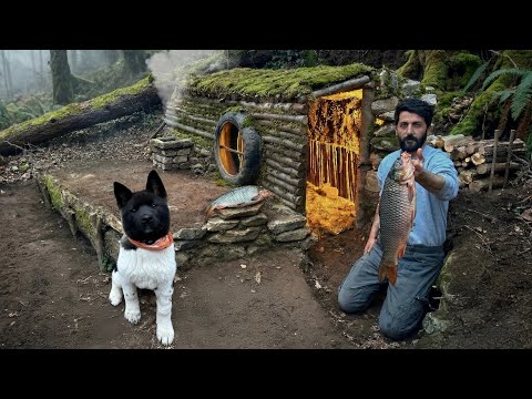 3 DAYS solo survival Catch and Cook FISHING Building a Warm