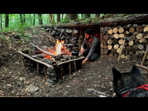 3 Days Solo Camping Building Survival Shelter Bushcraft