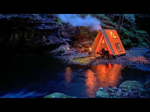 3 Days SOLO CAMPING In RAIN Forest BUSHCRAFT Tent Shelter