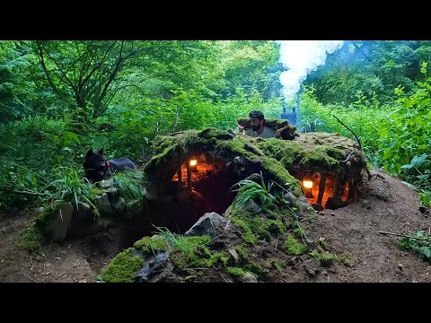 14 Days SOLO SURVIVAL CAMPING Building BUSHCRAFT