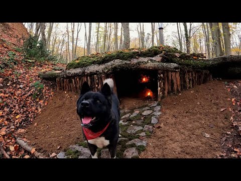 3 Days Solo Camping in Rain Building Warm Bushcraft