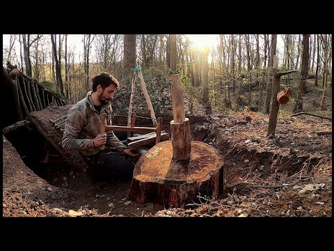 SOLO Two Days CAMPING at My BUSHCRAFT Camp Sleep In EARTH