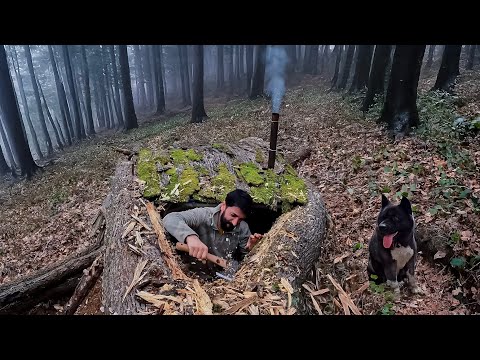 3 Days SOLO SURVIVAL CAMPING In RAIN Building SECRET DUGOUT