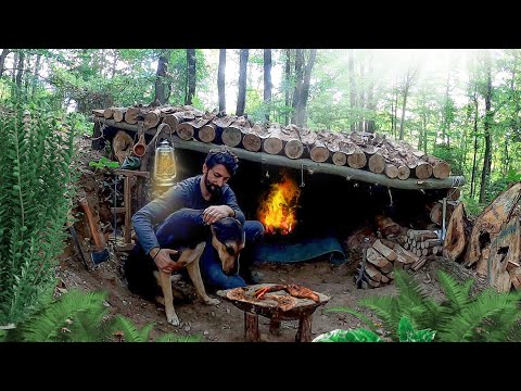 Bushcraft Shelter Camping Building Fire Pit Roof Survival