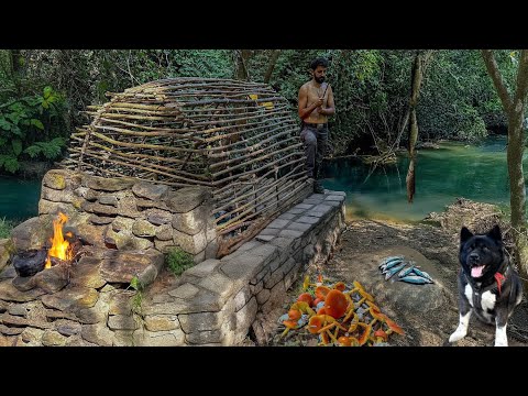 3 DAYS solo survival CAMPING Catch and Cook PRIMITIVE