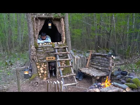 3 Days SOLO SURVIVAL CAMPING Build a 2 STORY TREE HOUSE