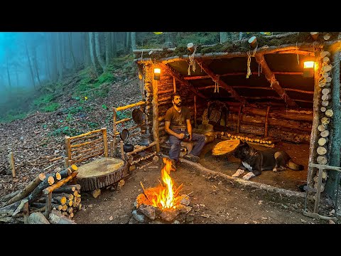 Building a Bushcraft Big Shelter for SURVIVAL in the Wild 3