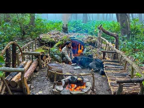 Building UNDERGROUND Bushcraft Shelter for SURVIVAL Clay