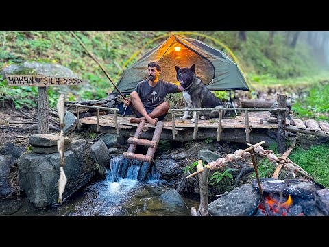 3 DAYS solo survival CAMPING Catch and Cook Fishing Quail