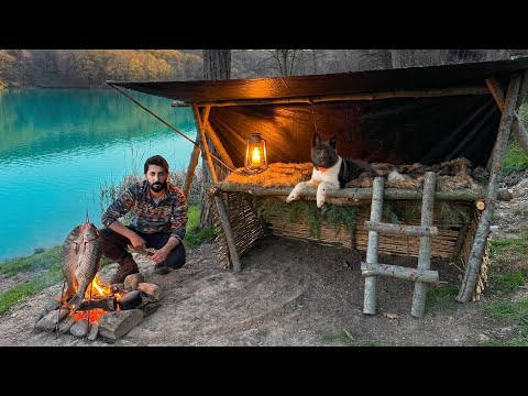 3 DAYS solo survival with My Dog Catch and Cook Primitive