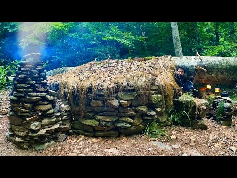 7 Days SOLO SURVIVAL CAMPING In RAIN Forest Building a WOOD