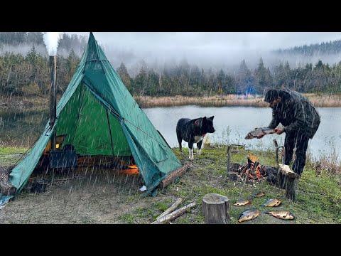 7 DAYS solo survival Caught in a STORM with My Dog Catch