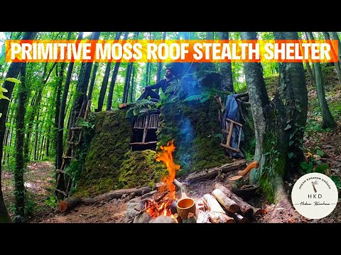 BUSHCRAFT EARTH SHELTER CAMPING at My PERMANENT Camp 2 Days